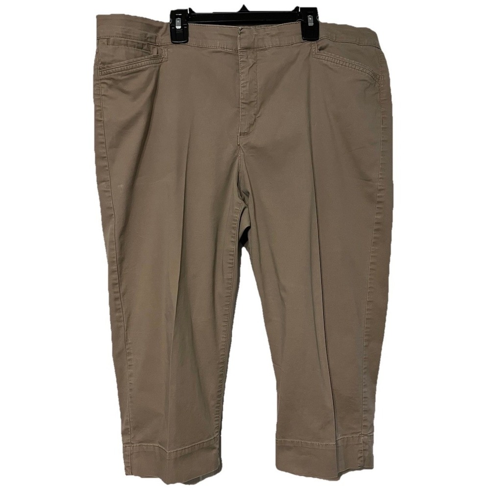 Bandolino Womens Khaki Maureen Mid Rise Straight leg Capri's Size‎ 16